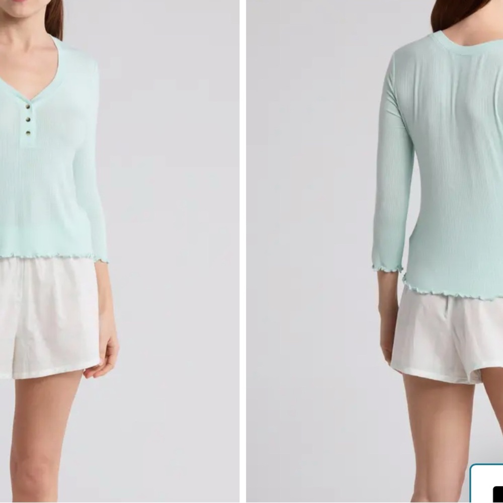 Honeydew USA Light Green Sleep Top and White Shorts Set